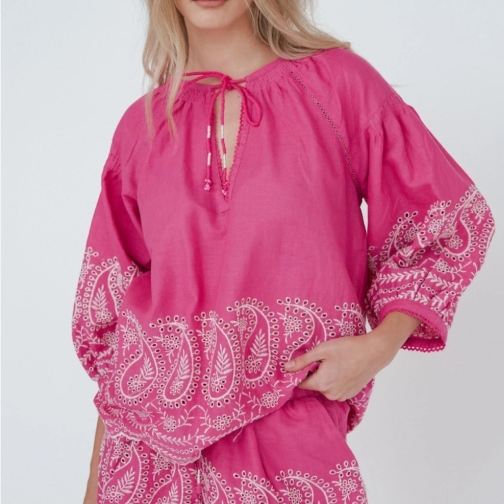 Melissa Nepton Gianna linen blend top, medium